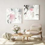 Wall Art 90cmx90cm Abstract Pink Grey 2 Sets White Frame Canvas - Home & Garden > Wall Art