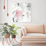 Wall Art 90cmx90cm Abstract Pink Grey 2 Sets White Frame Canvas - Home & Garden > Wall Art