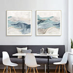 Wall Art 90cmx90cm Blue Mountain 2 Sets Gold Frame Canvas - Home & Garden > Wall Art
