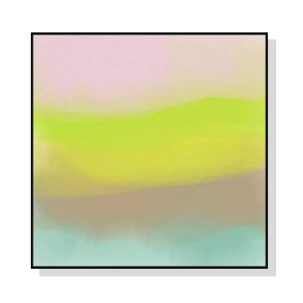 Wall Art 90cmx90cm Colorful Watercolor Black Frame Canvas - Home & Garden > Wall Art