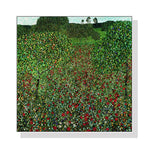 Wall Art 90cmx90cm Field of Poppies by Gustav Klimt White Frame Canvas - Home & Garden > Wall Art