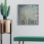 Wall Art 90cmx90cm Forest In The Twilight Trees Gold Frame Canvas - Home & Garden > Wall Art