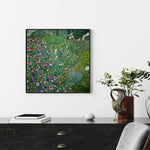 Wall Art 90cmx90cm Italian garden by Gustav Klimt Black Frame Canvas - Home & Garden > Wall Art