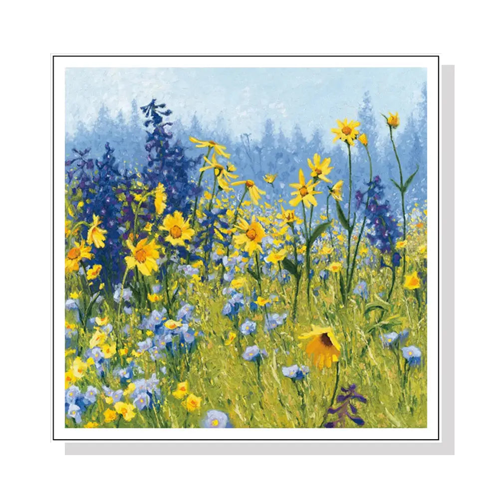 Wall Art 90cmx90cm Joyful In July White Frame Canvas - Home & Garden > Wall Art