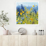 Wall Art 90cmx90cm Joyful In July White Frame Canvas - Home & Garden > Wall Art