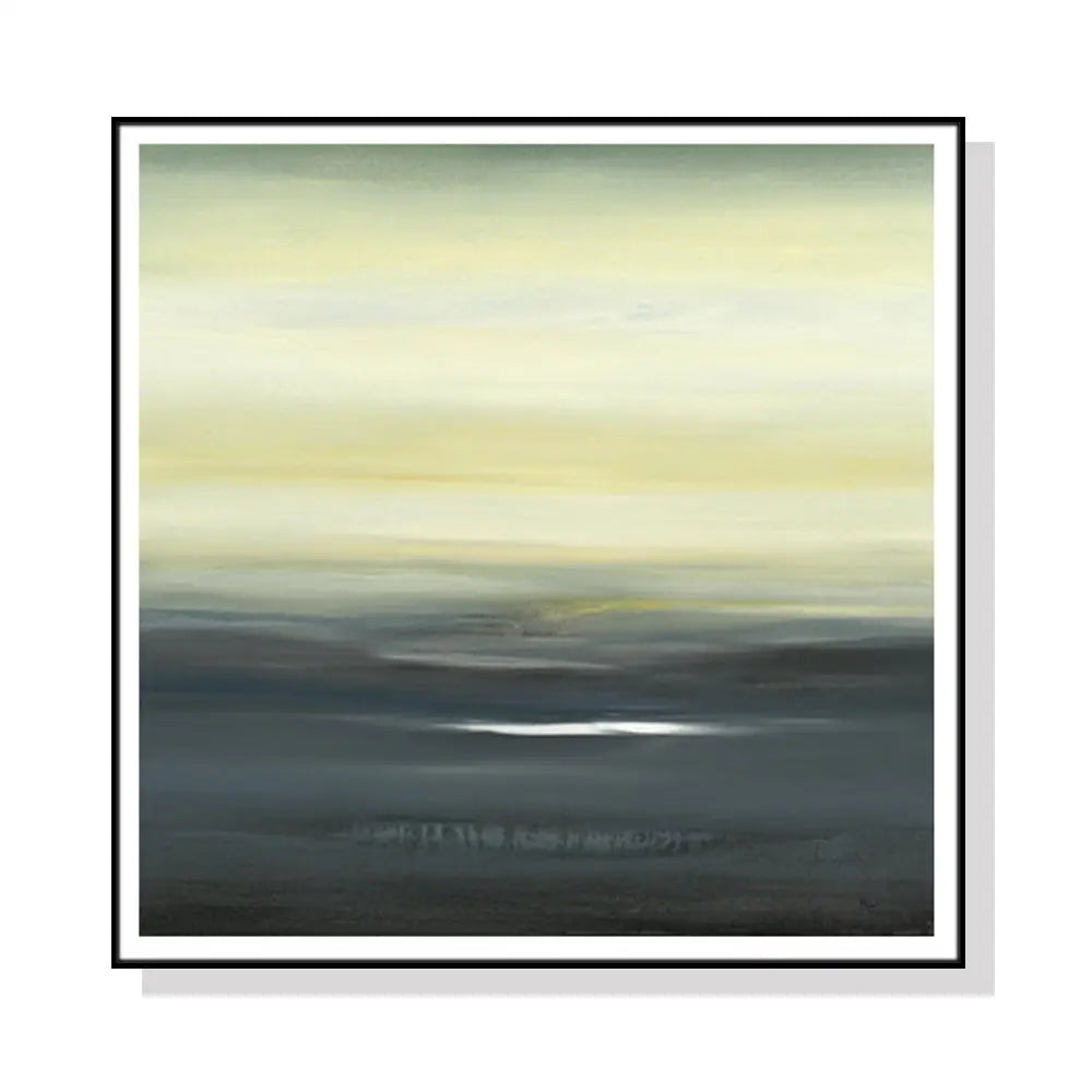 Wall Art 90cmx90cm Land of Serenity Black Frame Canvas - Home & Garden > Wall Art