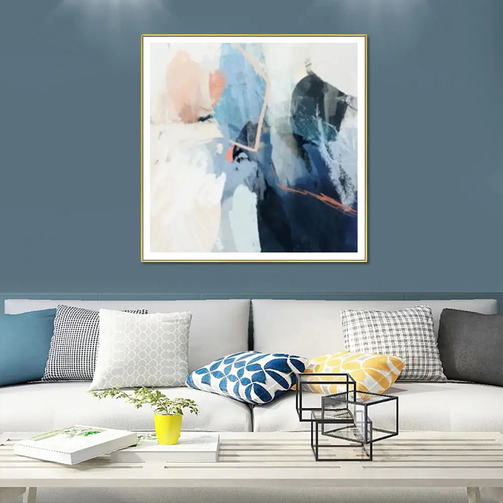 Wall Art 90cmx90cm Luz I Gold Frame Canvas - Home & Garden > Wall Art