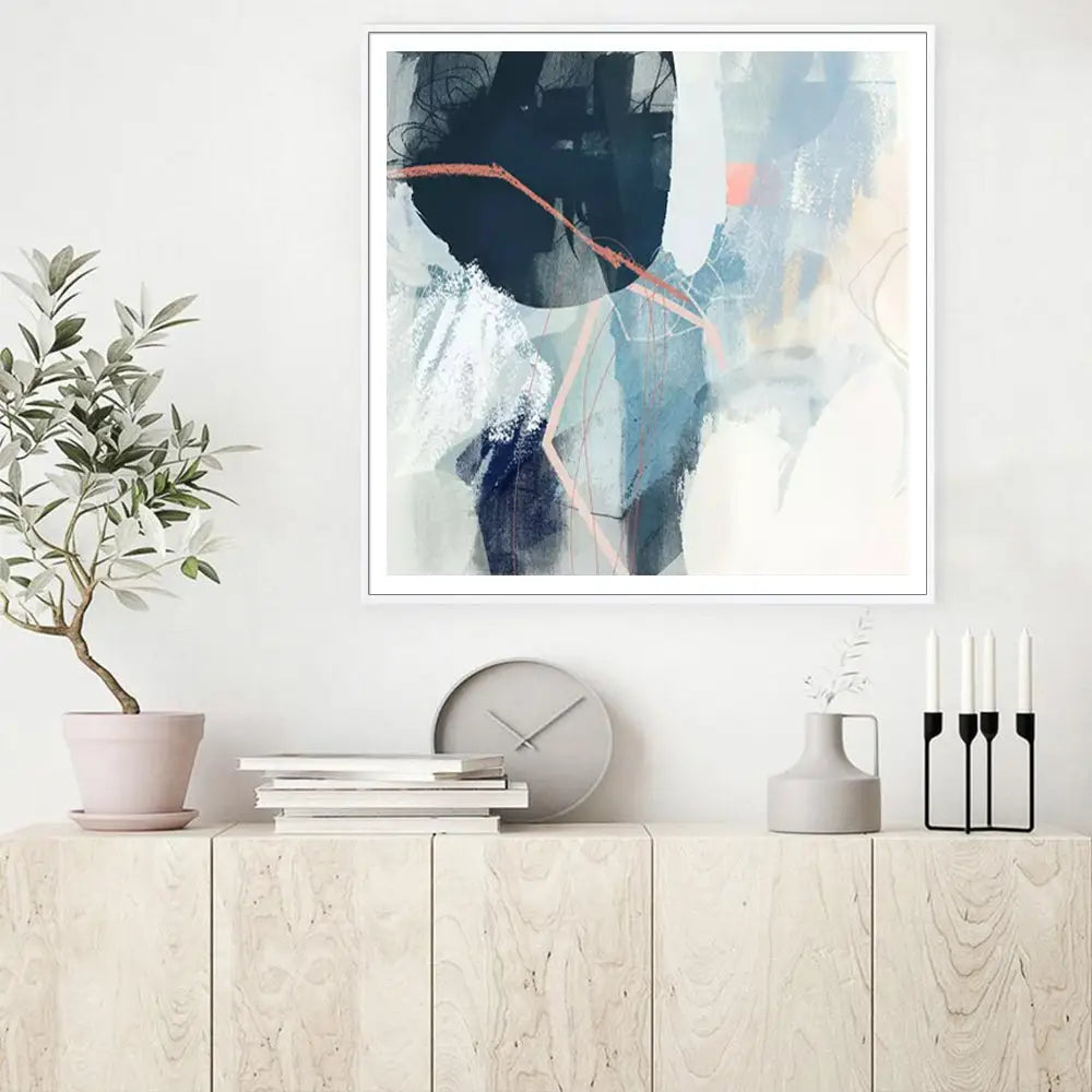 Wall Art 90cmx90cm Luz II White Frame Canvas - Home & Garden > Wall Art