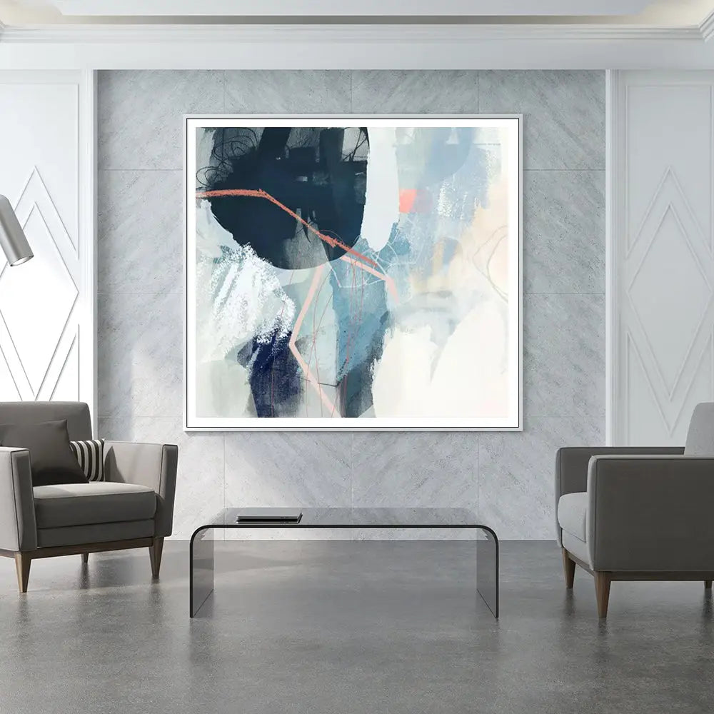 Wall Art 90cmx90cm Luz II White Frame Canvas - Home & Garden > Wall Art