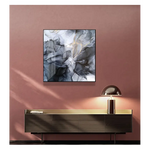 Wall Art 90cmx90cm Marbled Black Grey Black Frame Canvas - Home & Garden > Wall Art