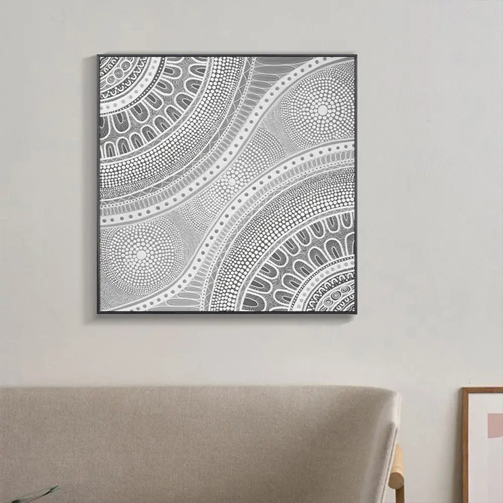 Wall Art 90cmx90cm Nayiri Bami Black Frame Canvas - Home & Garden > Wall Art