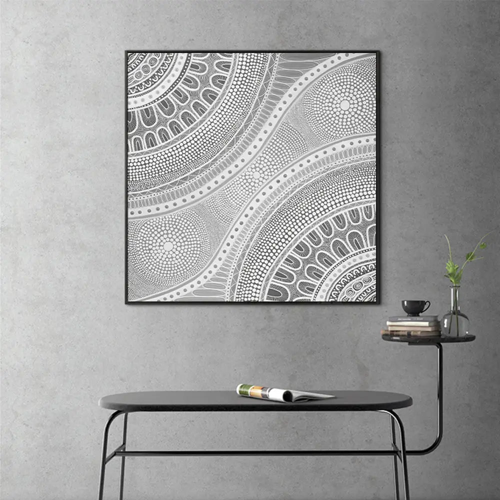 Wall Art 90cmx90cm Nayiri Bami Black Frame Canvas - Home & Garden > Wall Art