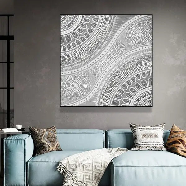 Wall Art 90cmx90cm Nayiri Bami Black Frame Canvas - Home & Garden > Wall Art