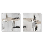 Wall Art 90cmx90cm Neutral Abstract 2 Sets White Frame Canvas - Home & Garden > Wall Art