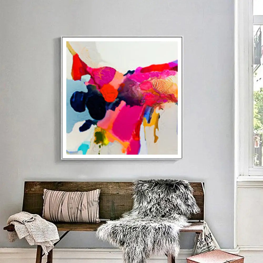 Wall Art 90cmx90cm Reach In White Frame Canvas - Home & Garden > Wall Art