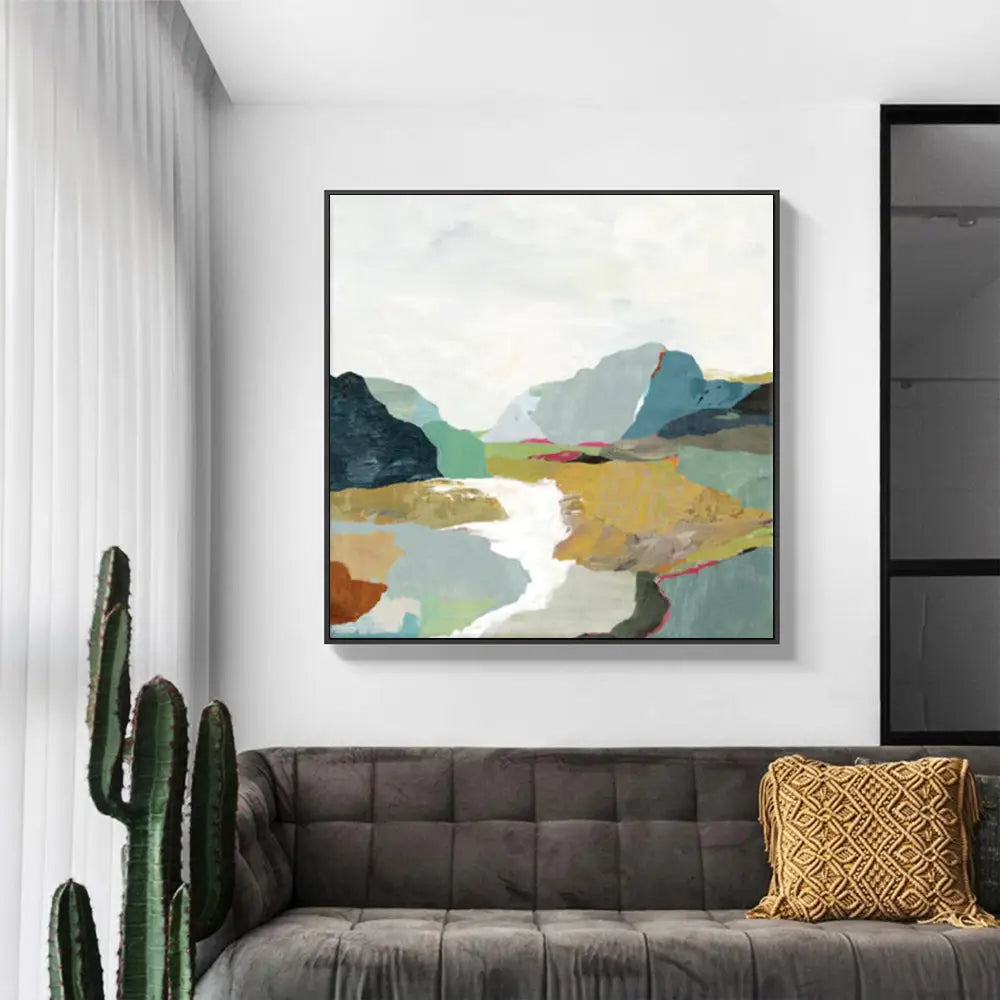 Wall Art 90cmx90cm September Afternoon Black Frame Canvas - Home & Garden > Wall Art