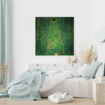 Wall Art 90cmx90cm Sunflower by Gustav Klimt White Frame Canvas - Home & Garden > Wall Art