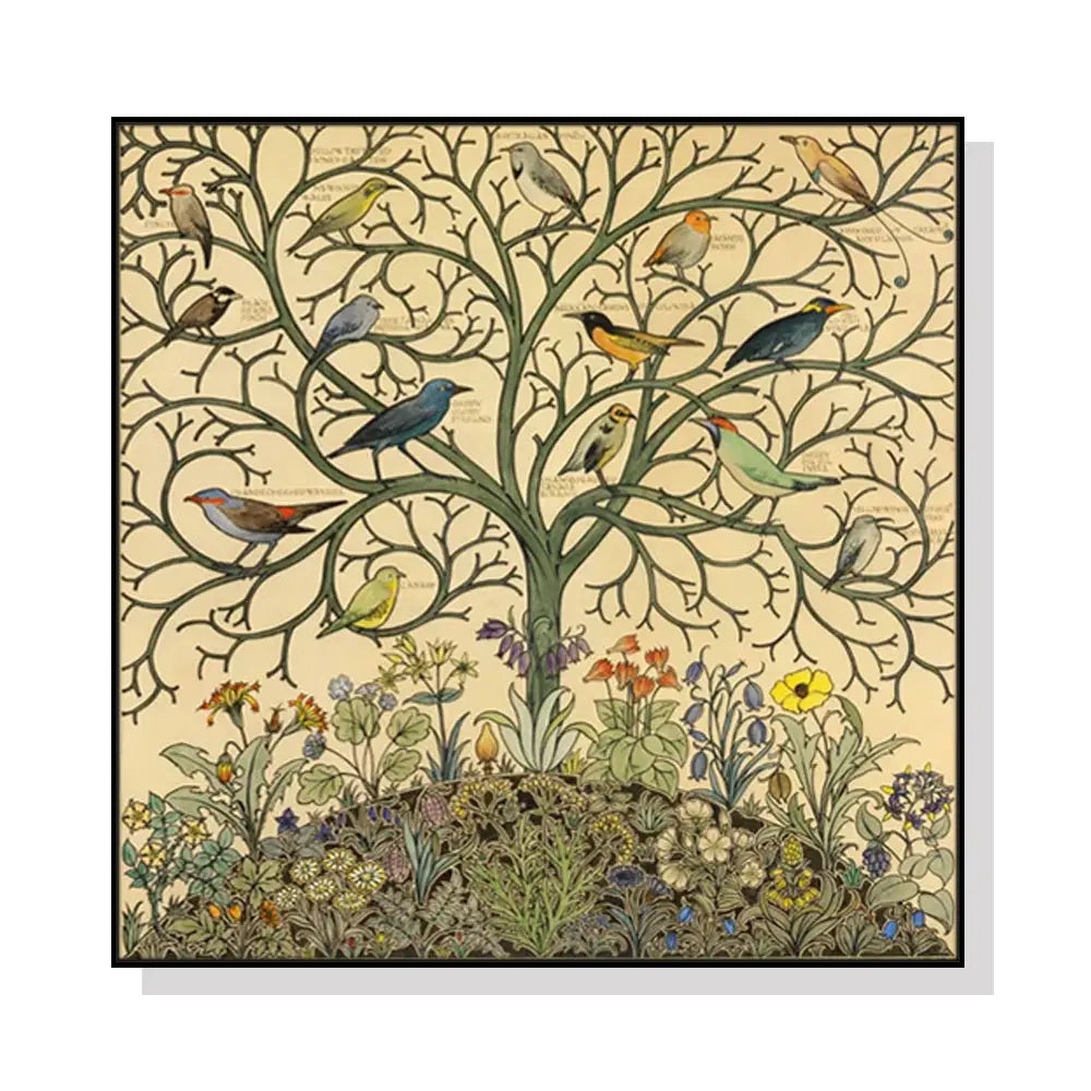 Wall Art 90cmx90cm Tree Of Life Black Frame Canvas - Home & Garden > Wall Art