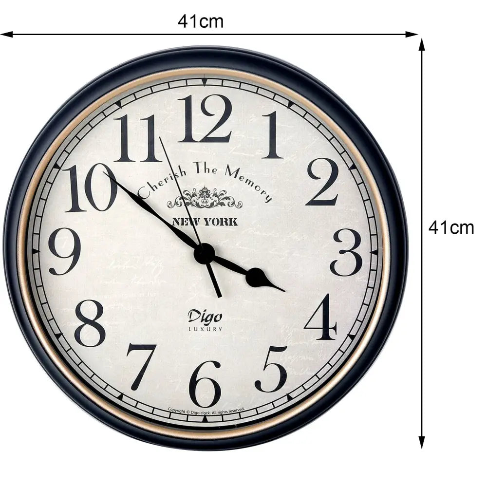 Wall Clock Large 41cm Silent Home Wall Decor Retro Clock for Living Room Kitchen Home Office - Home & Garden > Decor