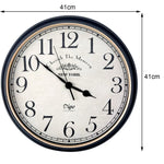 Wall Clock Large 41cm Silent Home Wall Decor Retro Clock for Living Room Kitchen Home Office - Home & Garden > Decor