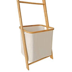 Wall Leaning Ladder Shelf with Laundry Basket Clothes Hamper Bath Towel Rack - Furniture > Office