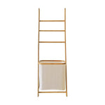 Wall Leaning Ladder Shelf with Laundry Basket Clothes Hamper Bath Towel Rack - Furniture > Office