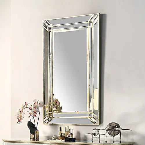 Wall Mirror MDF Construction Rectangular Shape Silver Colour - Home & Garden > Decor > Mirrors