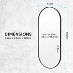 Wall Mirror Oval Aluminum Frame Bathroom 45x100cm BLACK - Home & Garden > Decor > Mirrors