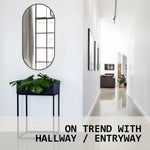 Wall Mirror Oval Aluminum Frame Bathroom 45x100cm BLACK - Home & Garden > Decor > Mirrors
