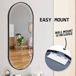 Wall Mirror Oval Aluminum Frame Bathroom 45x100cm BLACK - Home & Garden > Decor > Mirrors