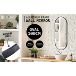 Wall Mirror Oval Aluminum Frame Bathroom 45x100cm BLACK - Home & Garden > Decor > Mirrors