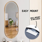 Wall Mirror Oval Aluminum Frame Bathroom 45x100cm GOLD - Home & Garden > Decor > Mirrors