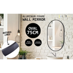 Wall Mirror Oval Aluminum Frame Bathroom 50x75cm BLACK - Home & Garden > Decor > Mirrors