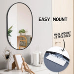 Wall Mirror Oval Aluminum Frame Bathroom 50x75cm BLACK - Home & Garden > Decor > Mirrors