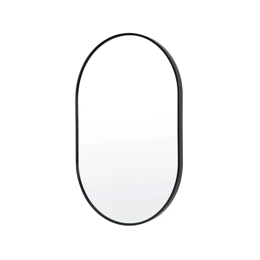 Wall Mirror Oval Aluminum Frame Bathroom 50x75cm BLACK - Home & Garden > Decor > Mirrors