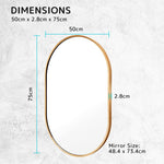 Wall Mirror Oval Aluminum Frame Bathroom 50x75cm GOLD - Home & Garden > Decor > Mirrors