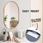 Wall Mirror Oval Aluminum Frame Bathroom 50x75cm GOLD - Home & Garden > Decor > Mirrors