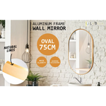 Wall Mirror Oval Aluminum Frame Bathroom 50x75cm GOLD - Home & Garden > Decor > Mirrors