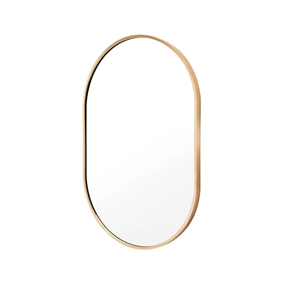 Wall Mirror Oval Aluminum Frame Bathroom 50x75cm GOLD - Home & Garden > Decor > Mirrors