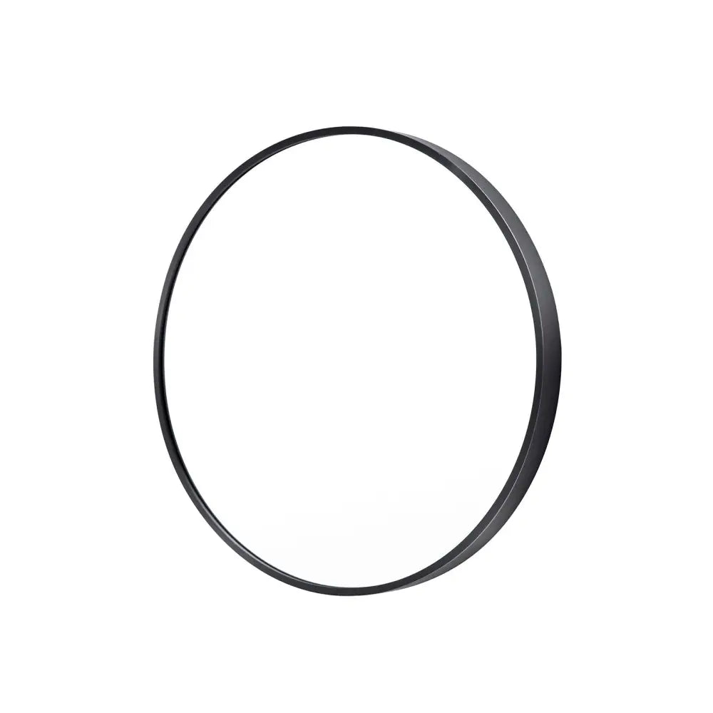 Wall Mirror Round Aluminum Frame Bathroom 50cm BLACK - Home & Garden > Decor > Mirrors