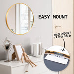 Wall Mirror Round Aluminum Frame Bathroom 50cm GOLD - Home & Garden > Decor > Mirrors