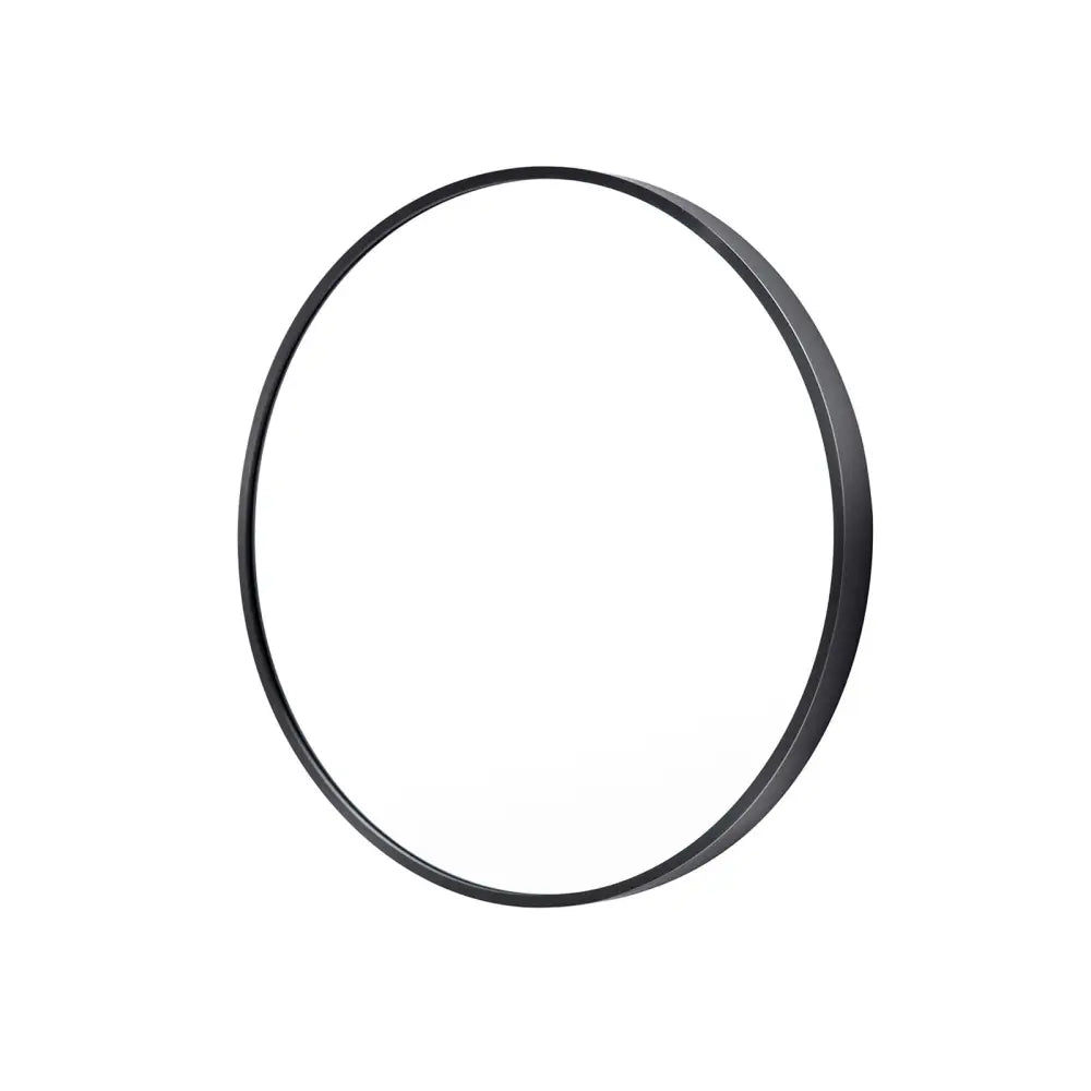 Wall Mirror Round Aluminum Frame Bathroom 60cm BLACK - Home & Garden > Decor > Mirrors