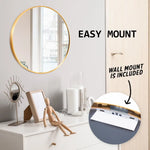Wall Mirror Round Aluminum Frame Bathroom 60cm GOLD - Home & Garden > Decor > Mirrors