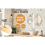 Wall Mirror Round Aluminum Frame Bathroom 60cm GOLD - Home & Garden > Decor > Mirrors