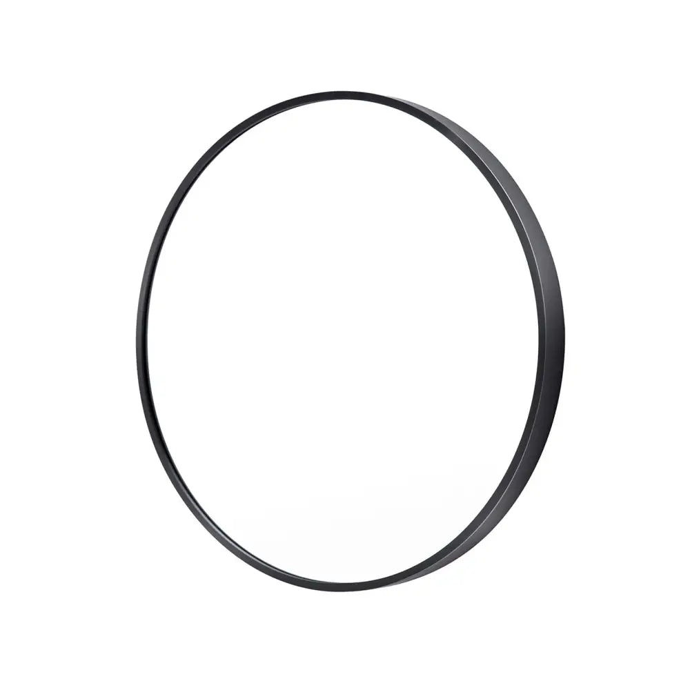 Wall Mirror Round Aluminum Frame Bathroom 70cm BLACK - Home & Garden > Decor > Mirrors