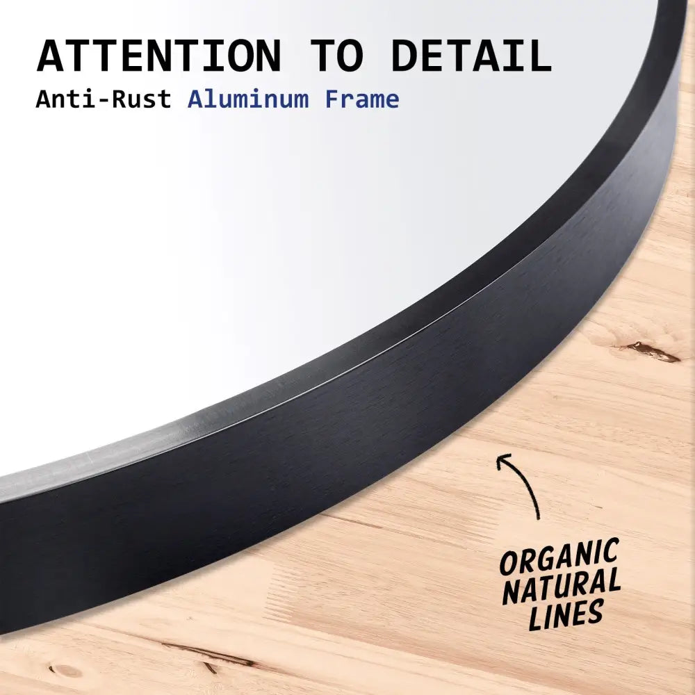 Wall Mirror Round Aluminum Frame Bathroom 80cm BLACK - Home & Garden > Decor > Mirrors