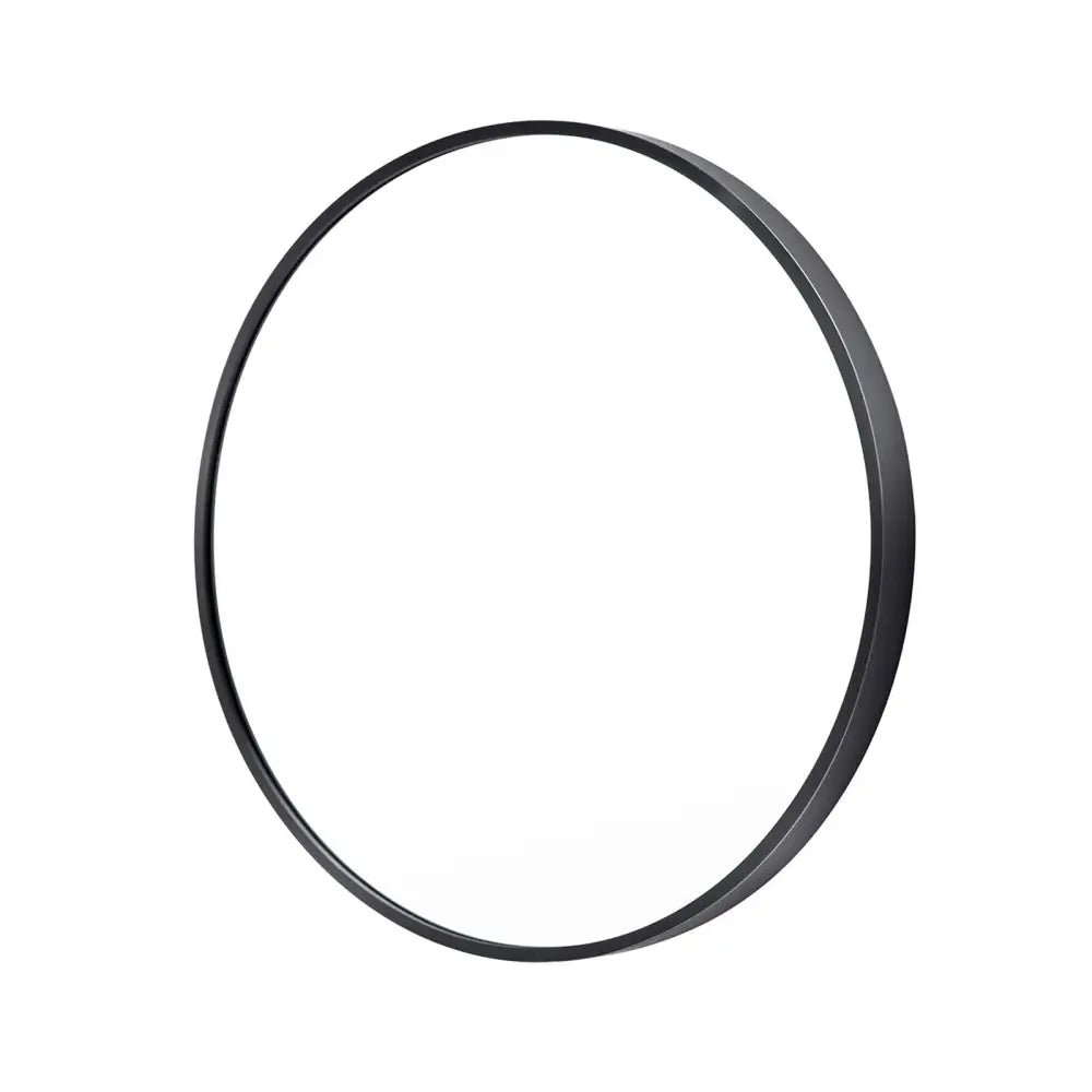 Wall Mirror Round Aluminum Frame Bathroom 80cm BLACK - Home & Garden > Decor > Mirrors