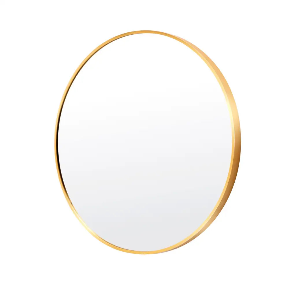 Wall Mirror Round Aluminum Frame Bathroom 80cm GOLD - Home & Garden > Decor > Mirrors