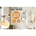 Wall Mirror Round Aluminum Frame Bathroom 80cm GOLD - Home & Garden > Decor > Mirrors
