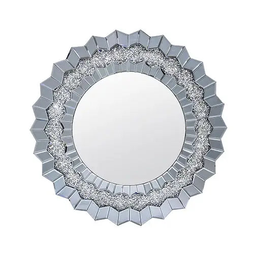 Wall Mirror Sparkling Crush Crystal MDF Silver And Grey MRR-01 - Electronics > Computers & Tablets > Desktops &
